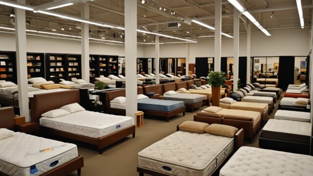 家具販売店のベッド売場