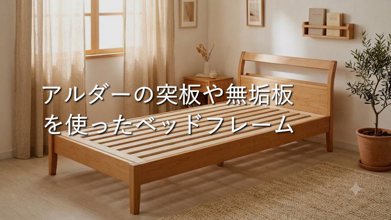 アルダーの突板や無垢板を使ったベッドフレーム